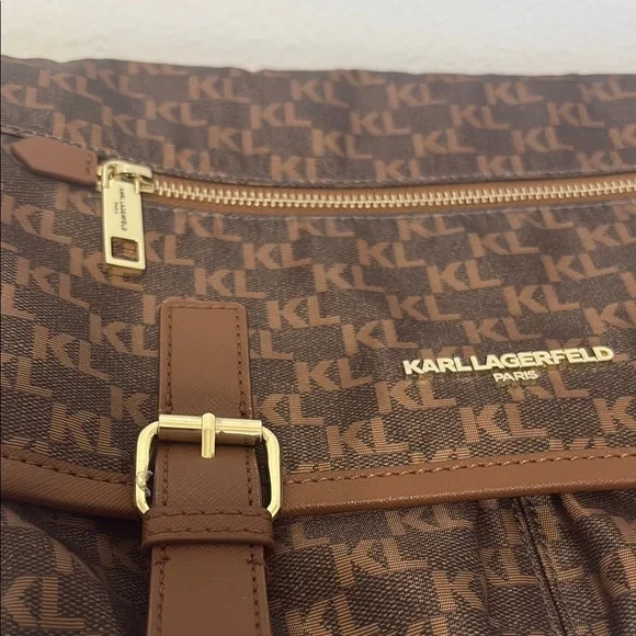 Karl Lagerfeld Brown Messenger Bag with Adjustable Strap and Gold-Tone Hardware - Picture 4 of 8